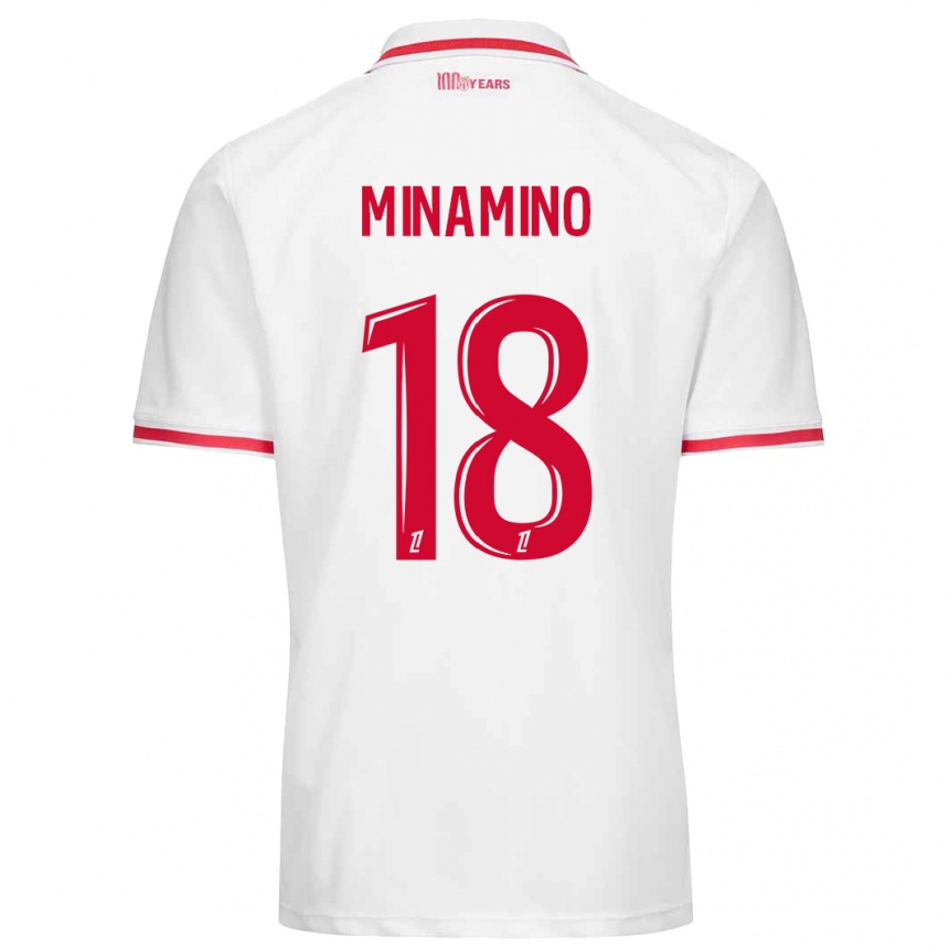 Vaikiškas Takumi Minamino #18 Balta Raudona Namų Marškinėliai 2024/25 T-Shirt