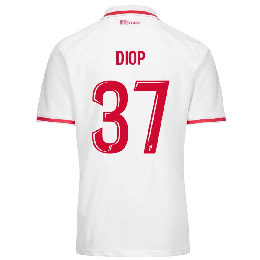 Vaikiškas Edan Diop #37 Balta Raudona Namų Marškinėliai 2024/25 T-Shirt