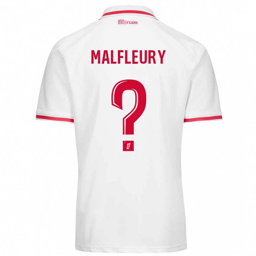 Vaikiškas Geoffrey Malfleury #0 Balta Raudona Namų Marškinėliai 2024/25 T-Shirt