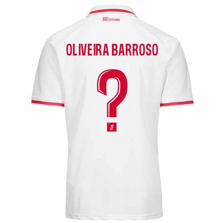 Vaikiškas Mickael Oliveira Barroso #0 Balta Raudona Namų Marškinėliai 2024/25 T-Shirt