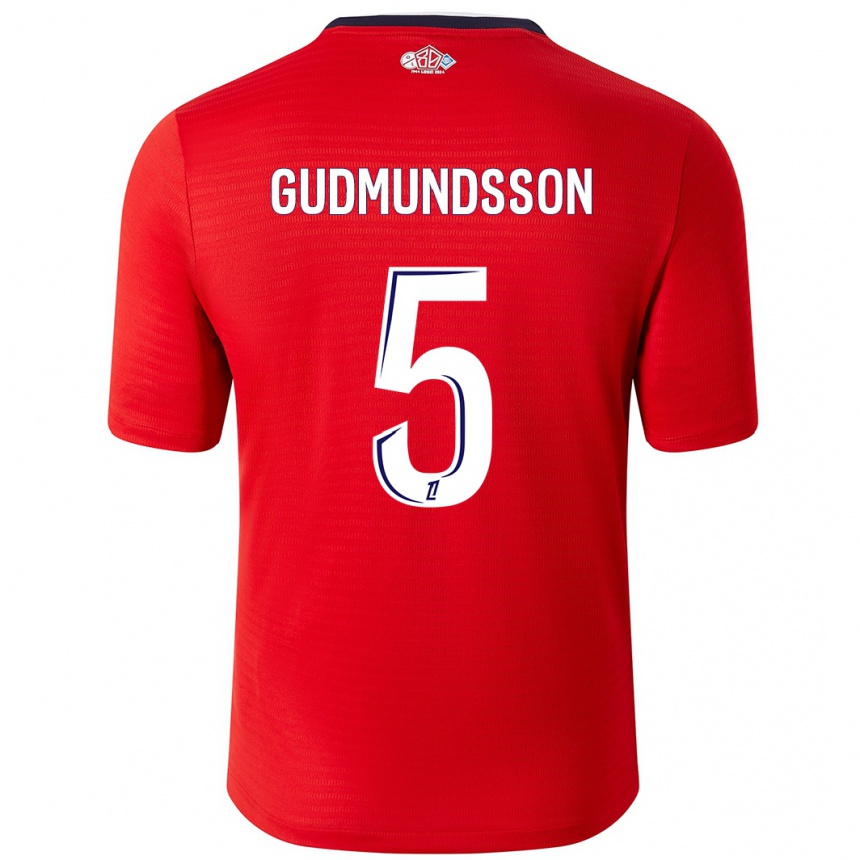 Vaikiškas Gabriel Gudmundsson #5 Raudona Balta Namų Marškinėliai 2024/25 T-Shirt