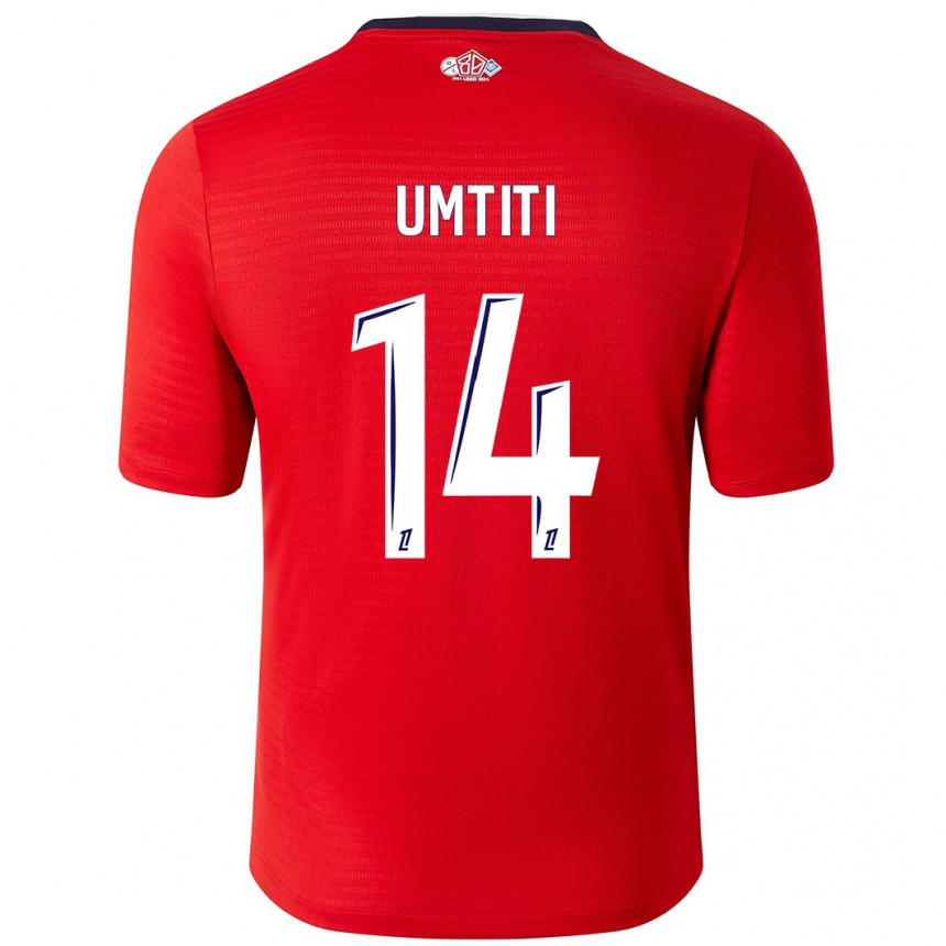 Vaikiškas Samuel Umtiti #14 Raudona Balta Namų Marškinėliai 2024/25 T-Shirt