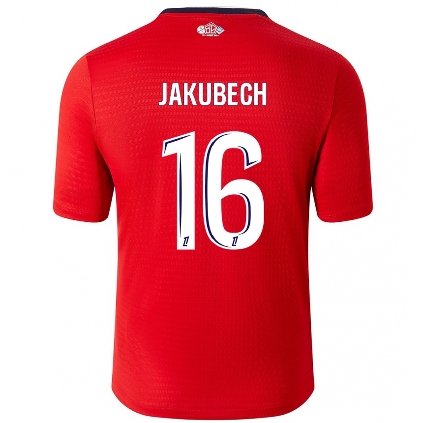 Vaikiškas Adam Jakubech #16 Raudona Balta Namų Marškinėliai 2024/25 T-Shirt