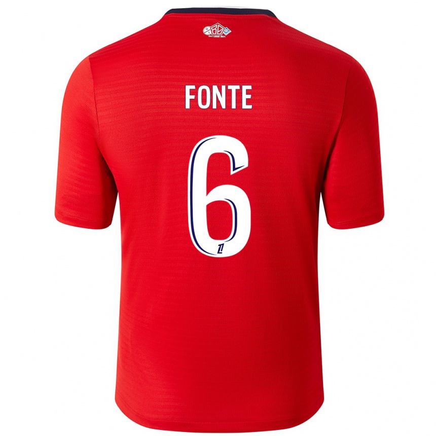 Vaikiškas Jose Fonte #6 Raudona Balta Namų Marškinėliai 2024/25 T-Shirt