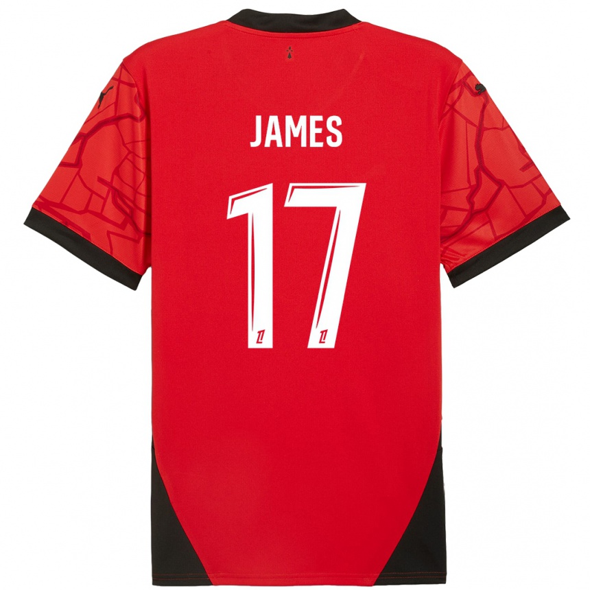 Vaikiškas Jordan James #17 Raudona Juoda Namų Marškinėliai 2024/25 T-Shirt