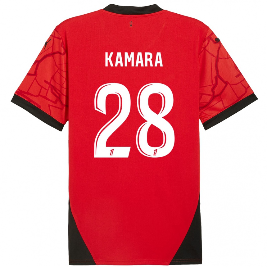 Vaikiškas Glen Kamara #28 Raudona Juoda Namų Marškinėliai 2024/25 T-Shirt