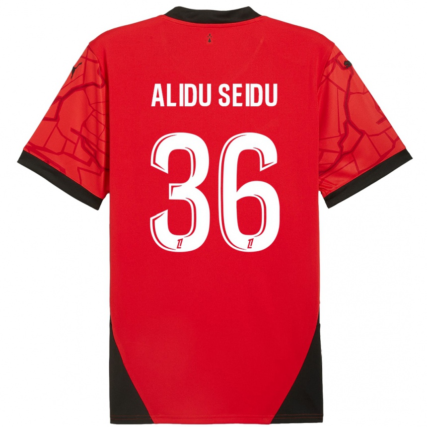 Vaikiškas Alidu Seidu #36 Raudona Juoda Namų Marškinėliai 2024/25 T-Shirt