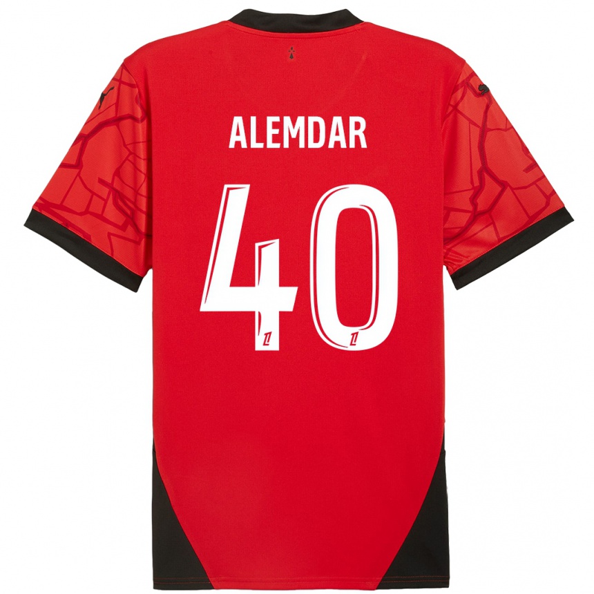 Vaikiškas Doğan Alemdar #40 Raudona Juoda Namų Marškinėliai 2024/25 T-Shirt