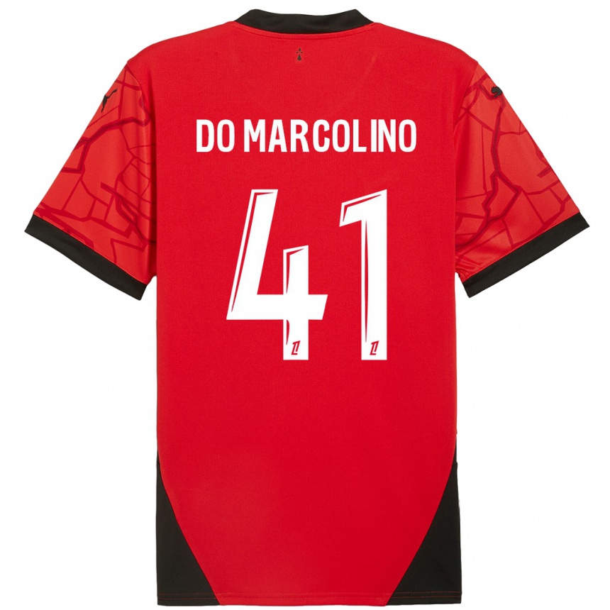 Vaikiškas Alan Do Marcolino #41 Raudona Juoda Namų Marškinėliai 2024/25 T-Shirt