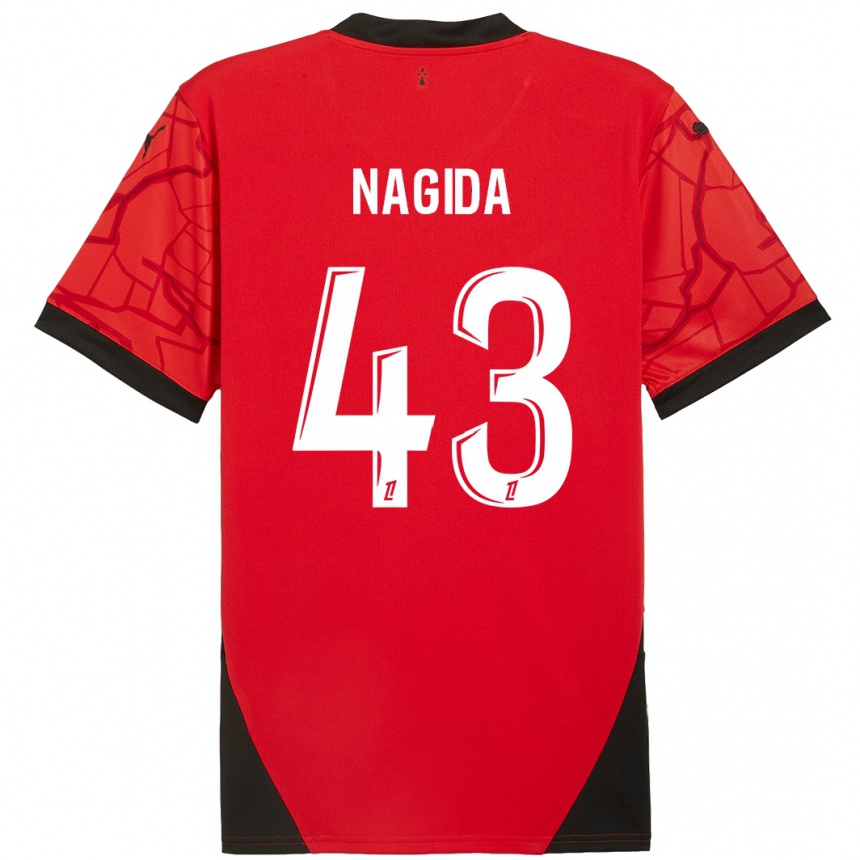 Vaikiškas Mahamadou Nagida #43 Raudona Juoda Namų Marškinėliai 2024/25 T-Shirt