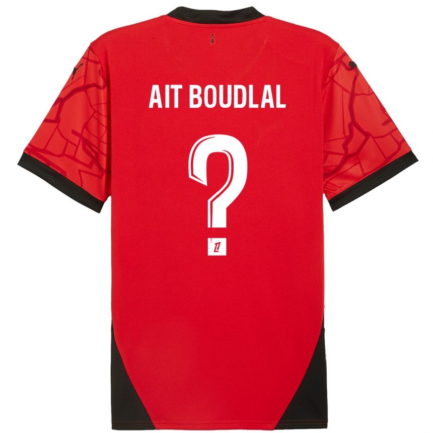 Vaikiškas Abdelhamid Ait Boudlal #0 Raudona Juoda Namų Marškinėliai 2024/25 T-Shirt