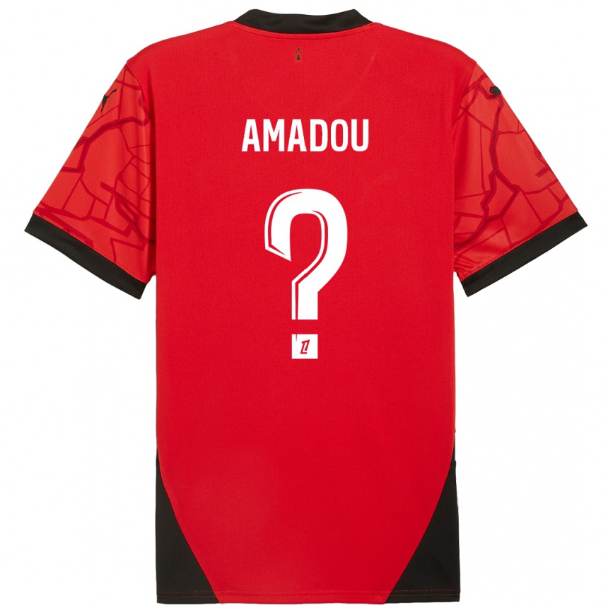 Vaikiškas Amadou Diallo #0 Raudona Juoda Namų Marškinėliai 2024/25 T-Shirt