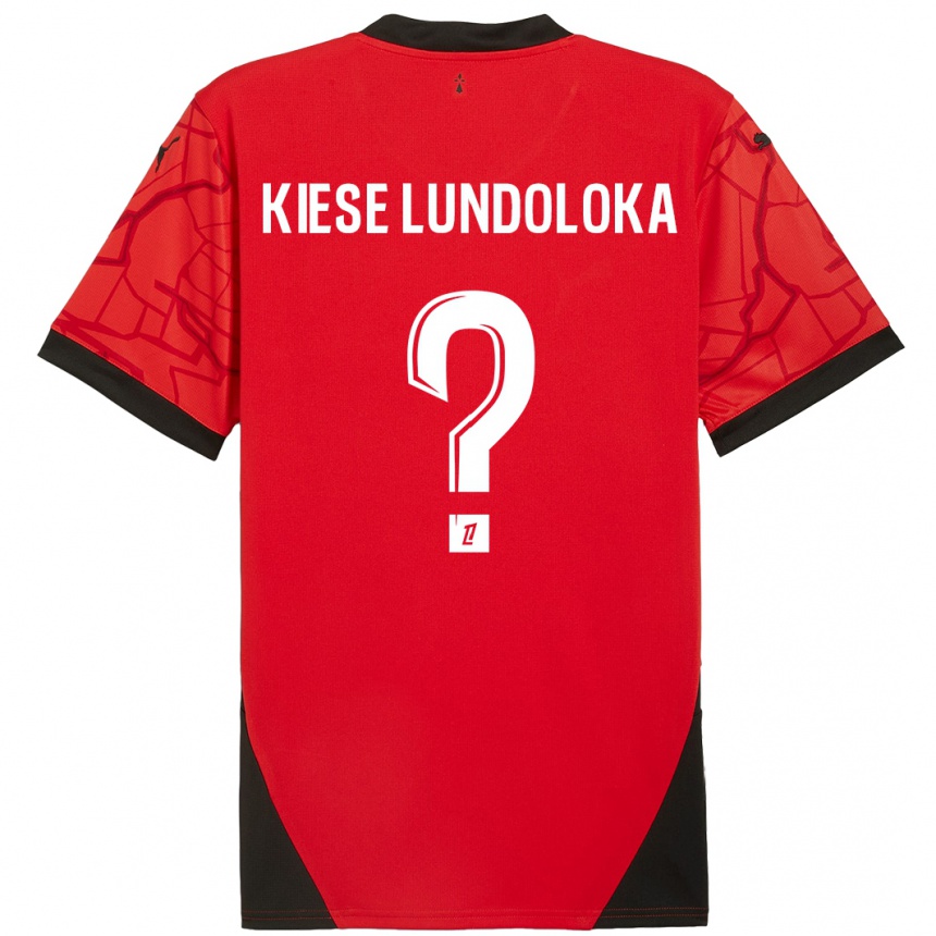 Vaikiškas Jeanslor Kiese Lundoloka #0 Raudona Juoda Namų Marškinėliai 2024/25 T-Shirt