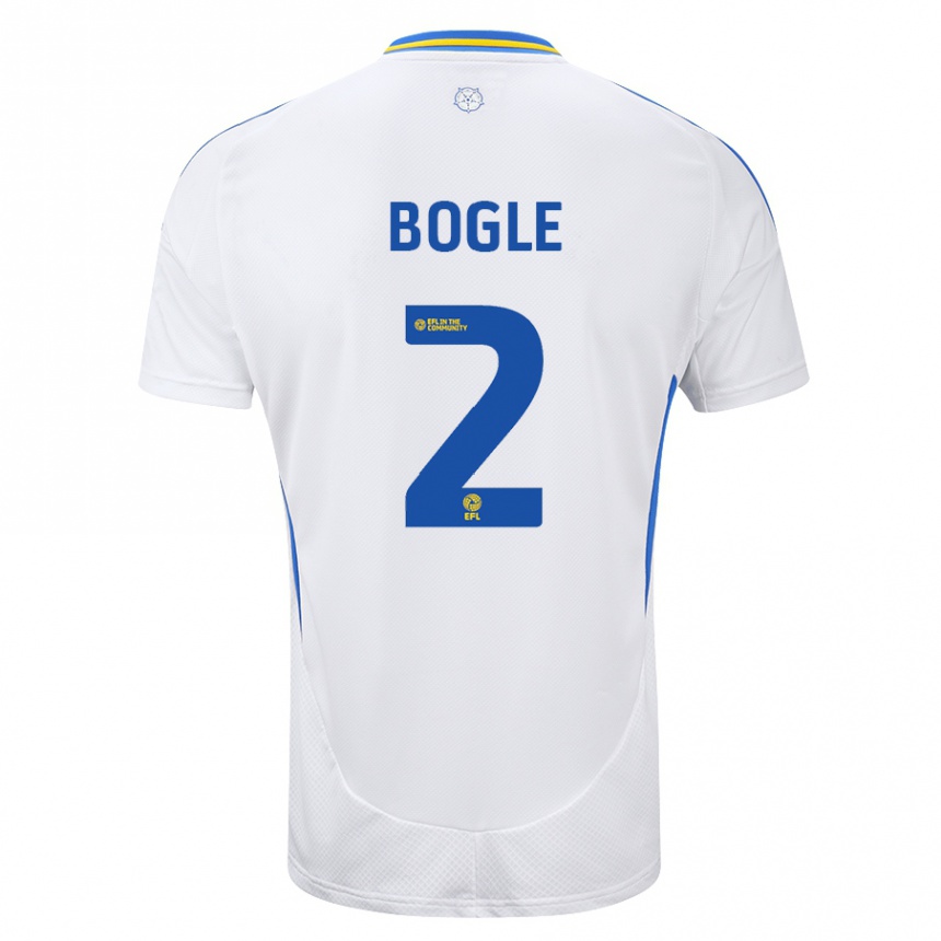 Vaikiškas Jayden Bogle #2 Balta Mėlyna Namų Marškinėliai 2024/25 T-Shirt