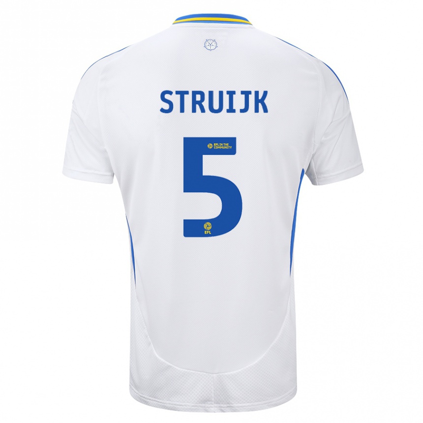 Vaikiškas Pascal Struijk #5 Balta Mėlyna Namų Marškinėliai 2024/25 T-Shirt