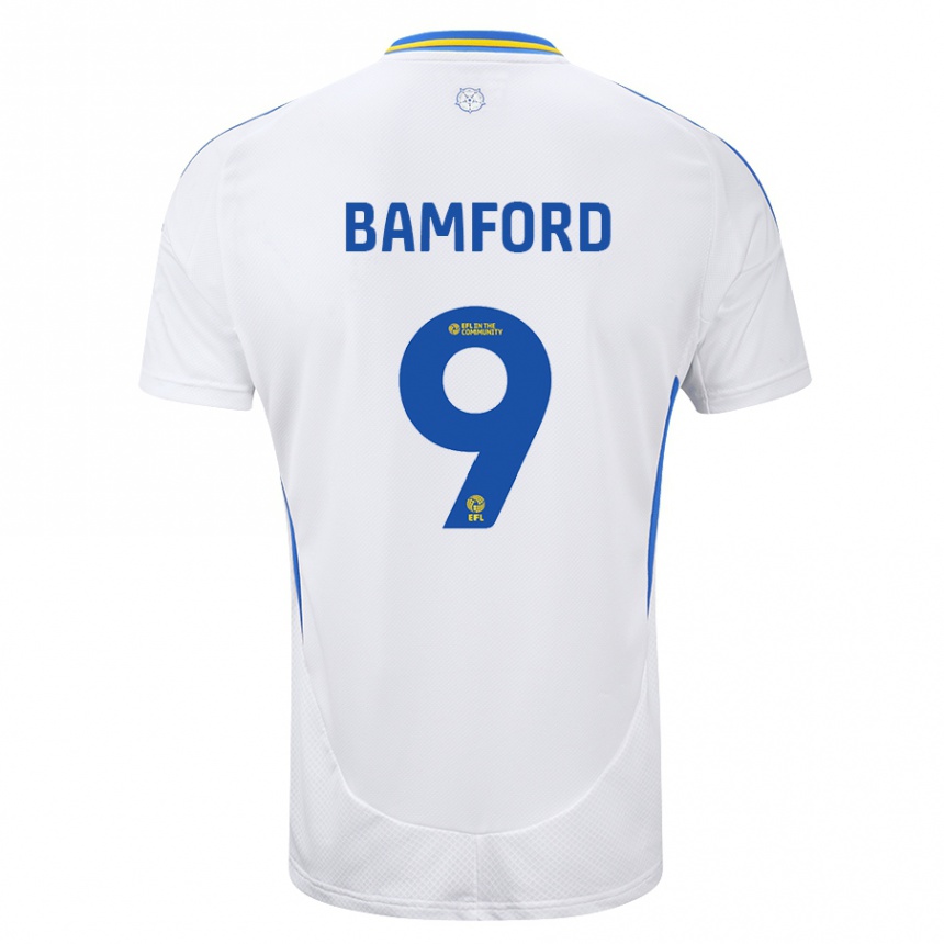 Vaikiškas Patrick Bamford #9 Balta Mėlyna Namų Marškinėliai 2024/25 T-Shirt