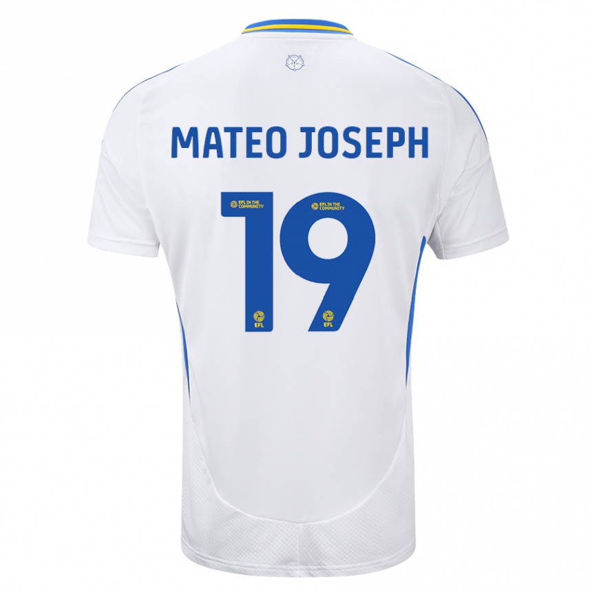 Vaikiškas Mateo Joseph #19 Balta Mėlyna Namų Marškinėliai 2024/25 T-Shirt