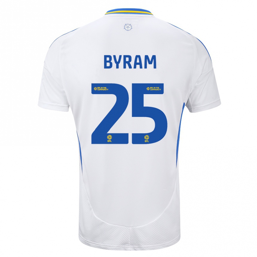 Vaikiškas Sam Byram #25 Balta Mėlyna Namų Marškinėliai 2024/25 T-Shirt