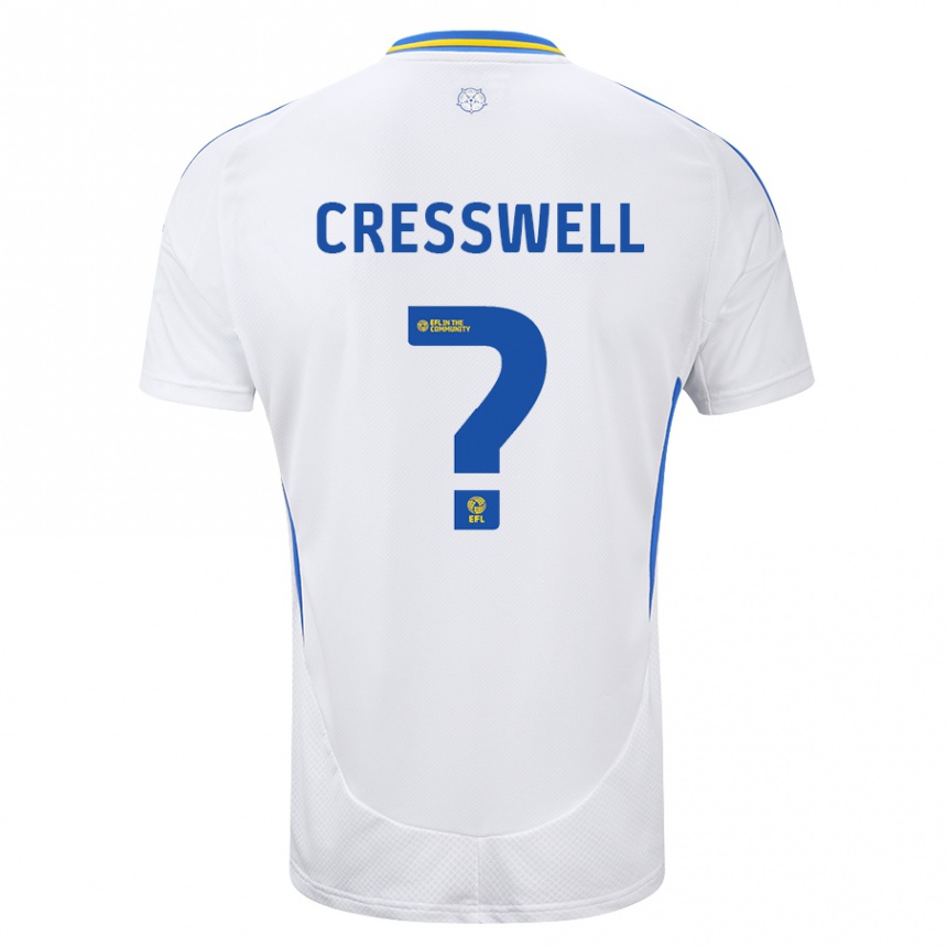 Vaikiškas Alfie Cresswell #0 Balta Mėlyna Namų Marškinėliai 2024/25 T-Shirt