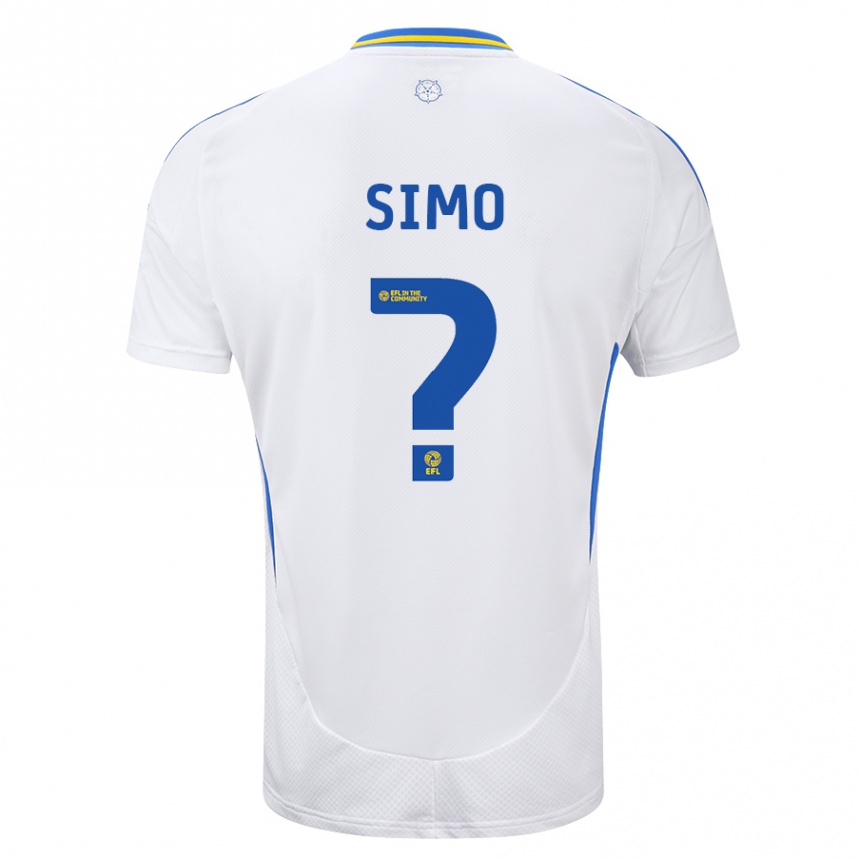 Vaikiškas Elton Simo #0 Balta Mėlyna Namų Marškinėliai 2024/25 T-Shirt