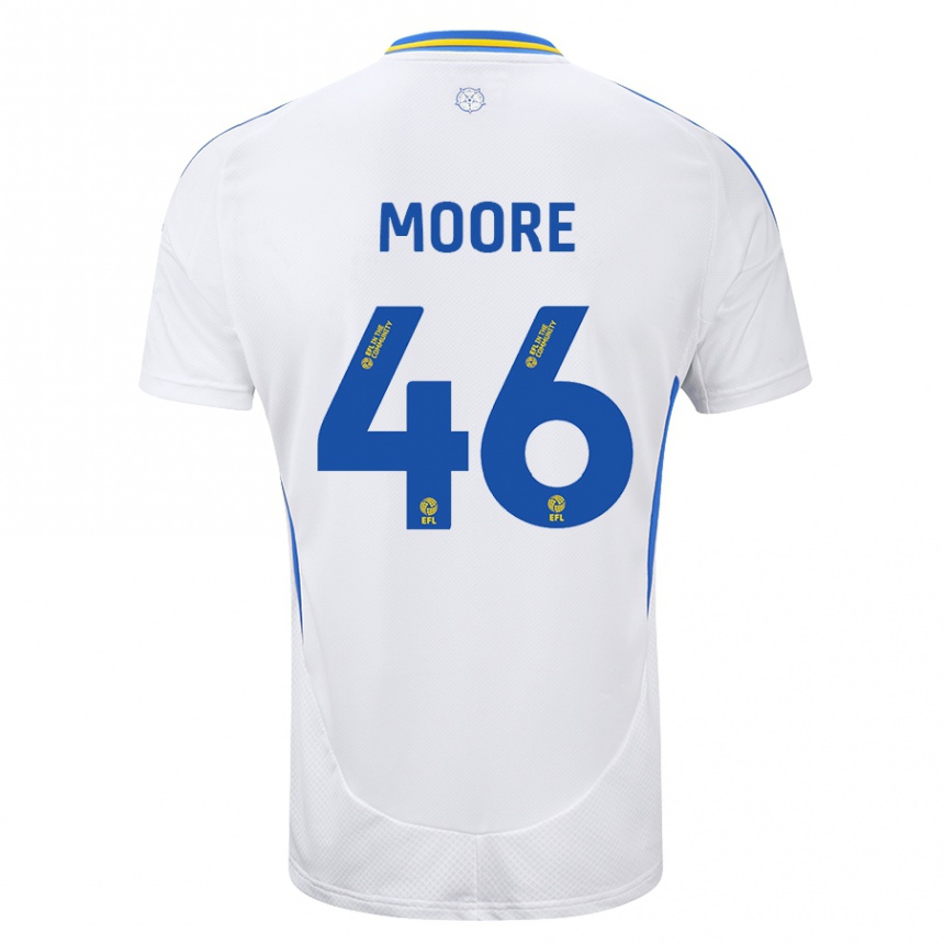 Vaikiškas Kris Moore #46 Balta Mėlyna Namų Marškinėliai 2024/25 T-Shirt