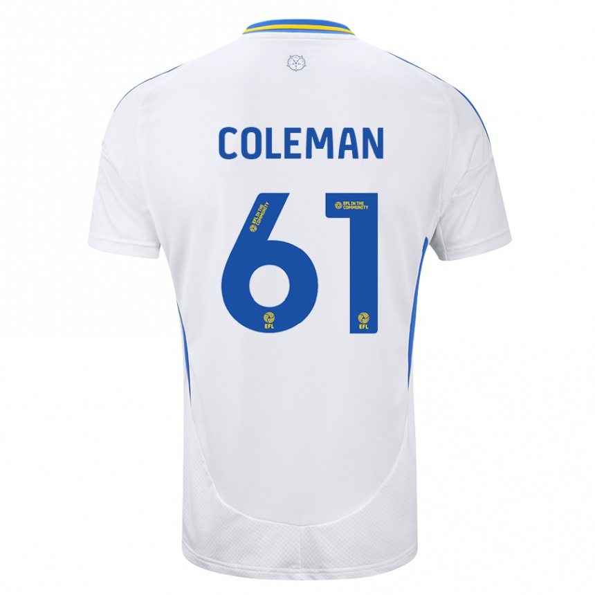 Vaikiškas Cian Coleman #61 Balta Mėlyna Namų Marškinėliai 2024/25 T-Shirt