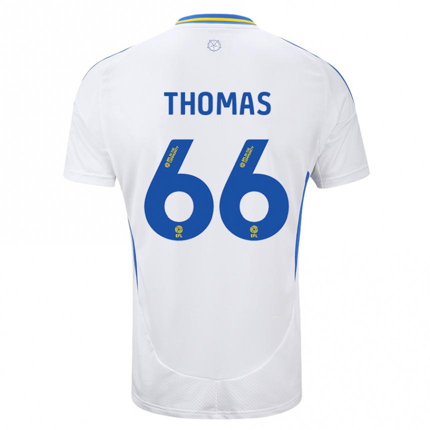 Vaikiškas Luca Thomas #66 Balta Mėlyna Namų Marškinėliai 2024/25 T-Shirt