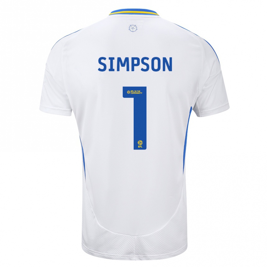 Vaikiškas Carrie Simpson #1 Balta Mėlyna Namų Marškinėliai 2024/25 T-Shirt