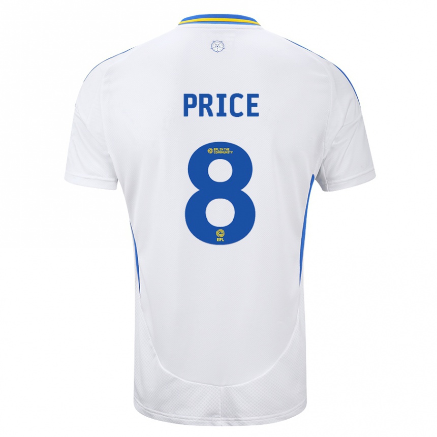 Vaikiškas Leoni Price #8 Balta Mėlyna Namų Marškinėliai 2024/25 T-Shirt