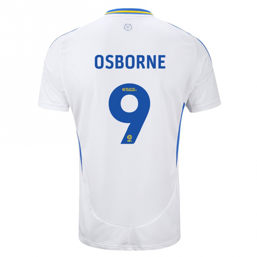 Vaikiškas Jemimah Osborne #9 Balta Mėlyna Namų Marškinėliai 2024/25 T-Shirt