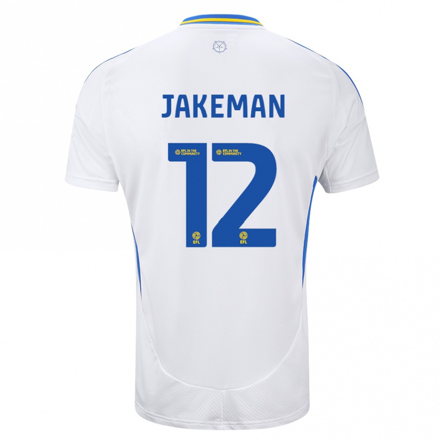 Vaikiškas Harriet Jakeman #12 Balta Mėlyna Namų Marškinėliai 2024/25 T-Shirt