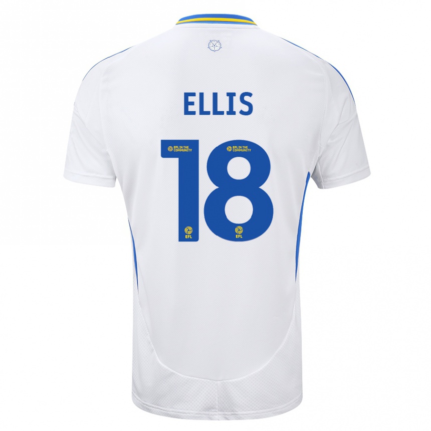 Vaikiškas Macy Ellis #18 Balta Mėlyna Namų Marškinėliai 2024/25 T-Shirt