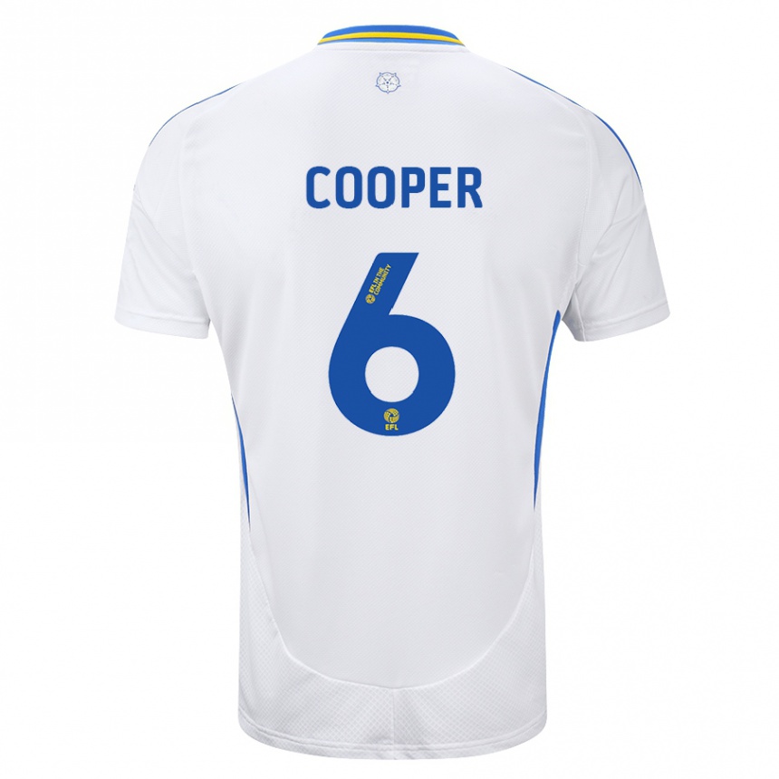 Vaikiškas Liam Cooper #6 Balta Mėlyna Namų Marškinėliai 2024/25 T-Shirt