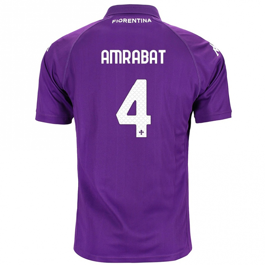 Vaikiškas Sofyan Amrabat #4 Violetinė Namų Marškinėliai 2024/25 T-Shirt