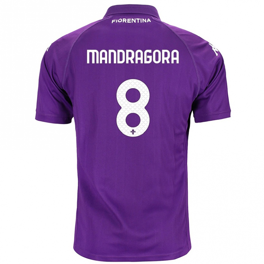 Vaikiškas Rolando Mandragora #8 Violetinė Namų Marškinėliai 2024/25 T-Shirt