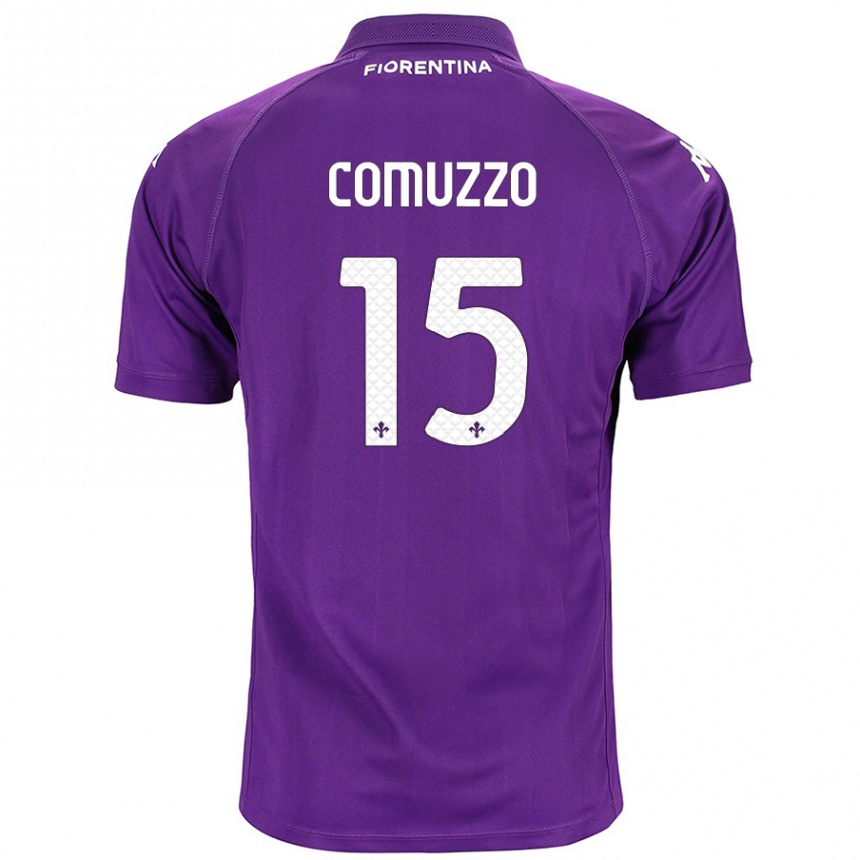 Vaikiškas Pietro Comuzzo #15 Violetinė Namų Marškinėliai 2024/25 T-Shirt