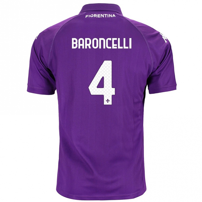 Vaikiškas Leonardo Baroncelli #4 Violetinė Namų Marškinėliai 2024/25 T-Shirt