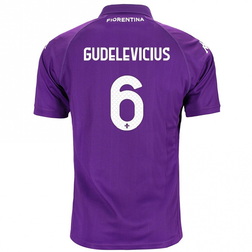 Vaikiškas Ernestas Gudelevicius #6 Violetinė Namų Marškinėliai 2024/25 T-Shirt