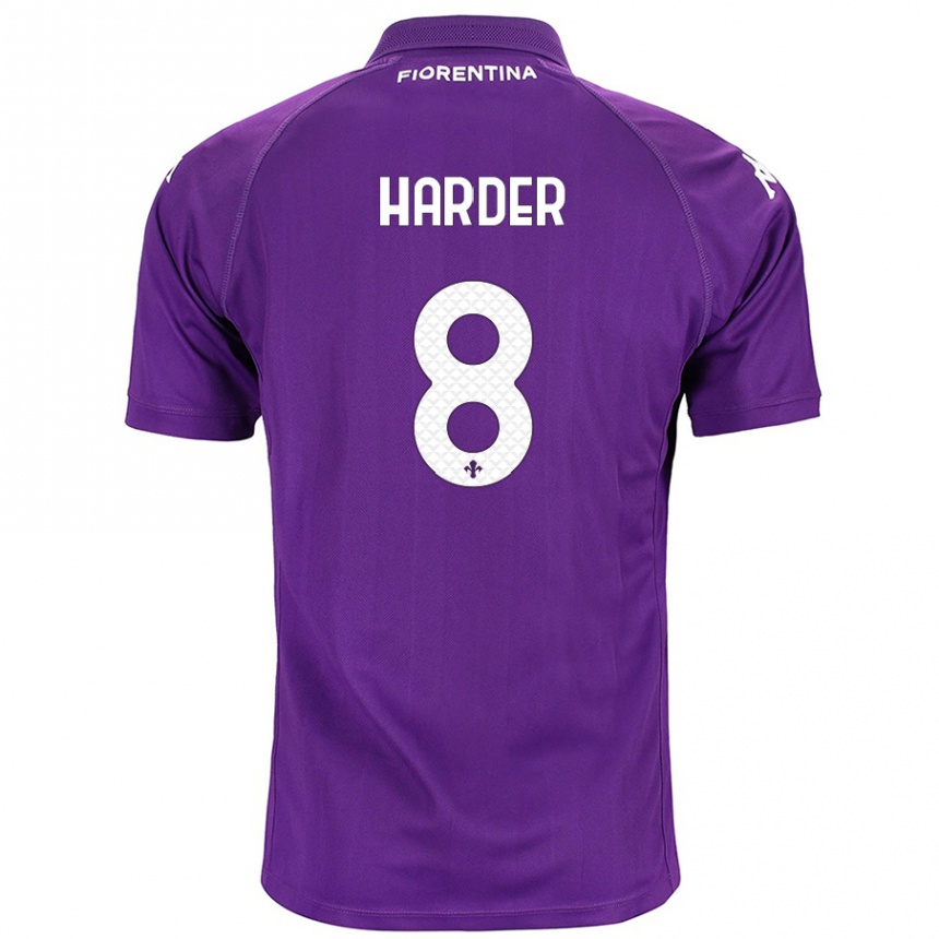 Vaikiškas Jonas Harder #8 Violetinė Namų Marškinėliai 2024/25 T-Shirt