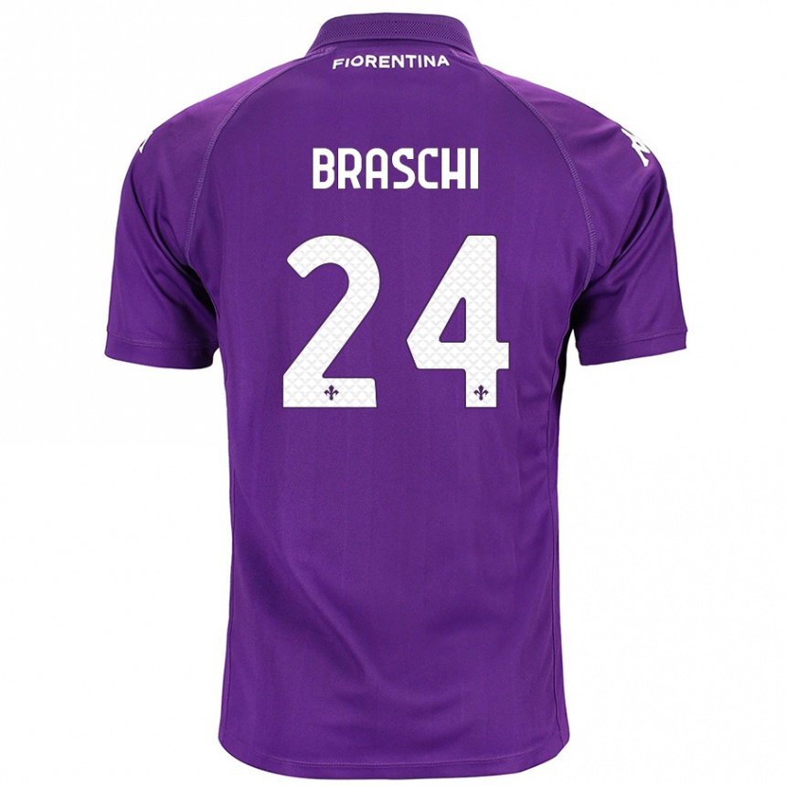 Vaikiškas Riccardo Braschi #24 Violetinė Namų Marškinėliai 2024/25 T-Shirt