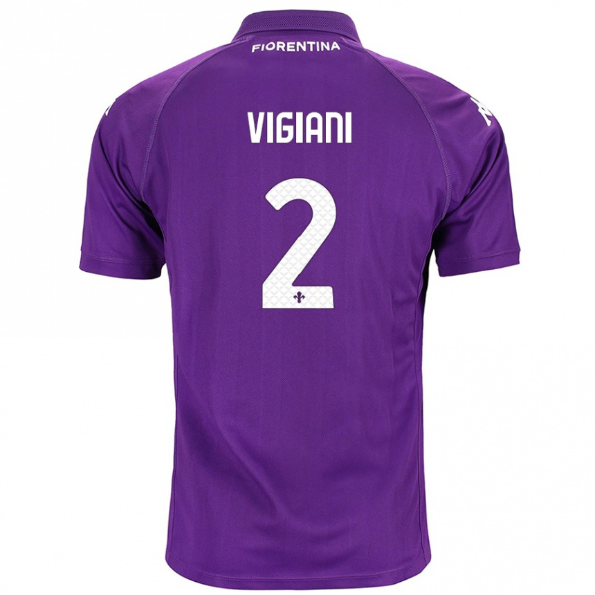 Vaikiškas Lorenzo Vigiani #2 Violetinė Namų Marškinėliai 2024/25 T-Shirt