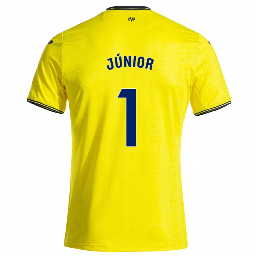 Vaikiškas Luiz Júnior #1 Geltona Juoda Namų Marškinėliai 2024/25 T-Shirt