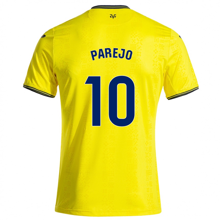 Vaikiškas Dani Parejo #10 Geltona Juoda Namų Marškinėliai 2024/25 T-Shirt