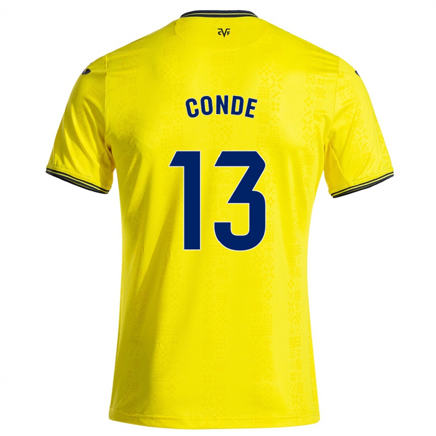 Vaikiškas Diego Conde #13 Geltona Juoda Namų Marškinėliai 2024/25 T-Shirt