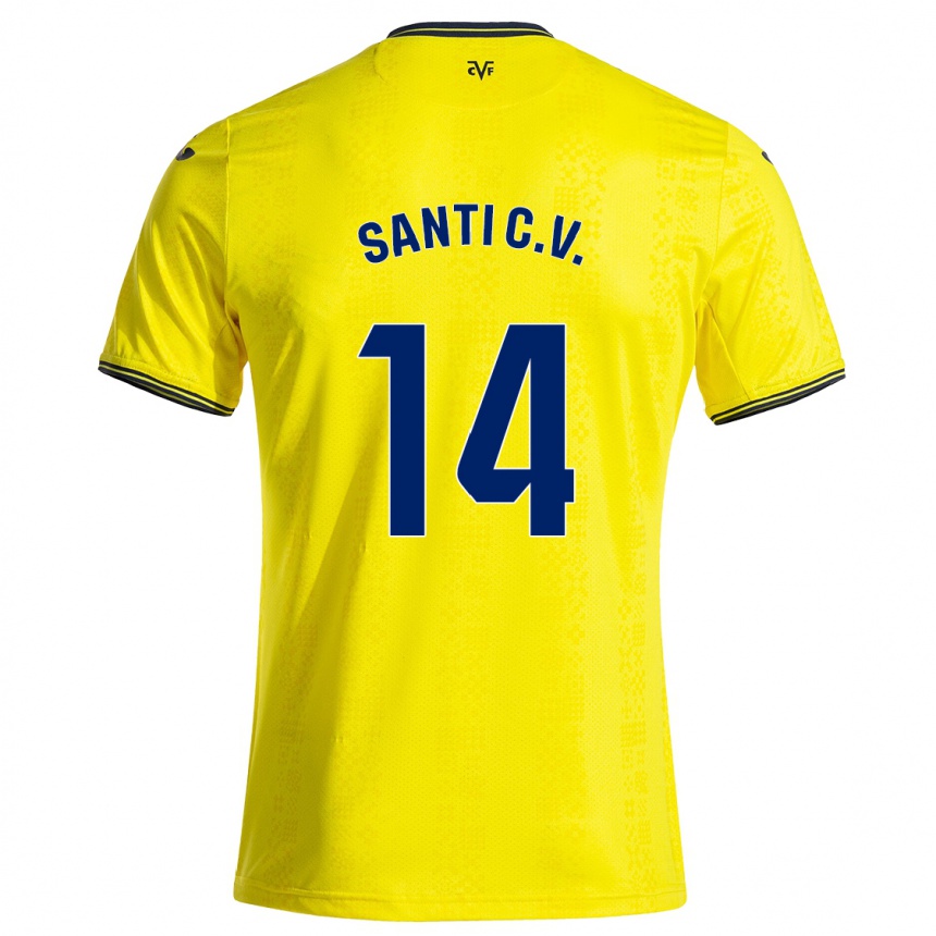 Vaikiškas Santi Comesaña #14 Geltona Juoda Namų Marškinėliai 2024/25 T-Shirt