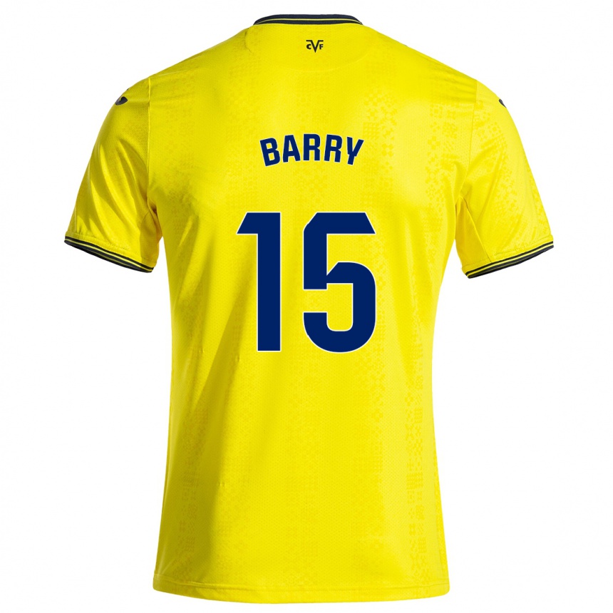 Vaikiškas Thierno Barry #15 Geltona Juoda Namų Marškinėliai 2024/25 T-Shirt