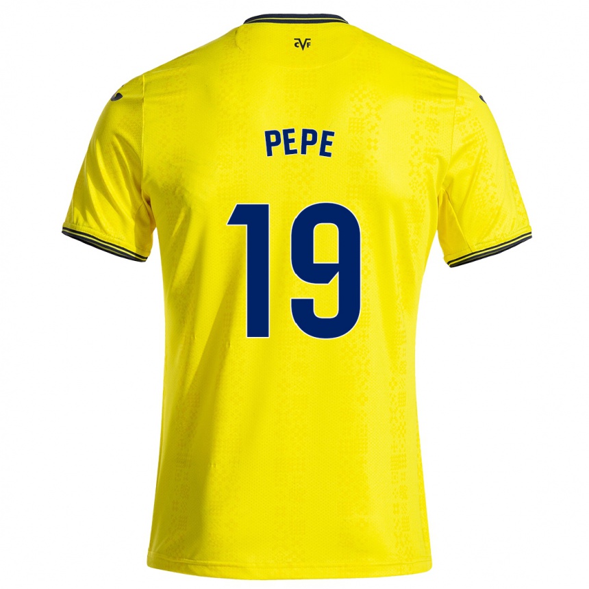 Vaikiškas Nicolas Pepe #19 Geltona Juoda Namų Marškinėliai 2024/25 T-Shirt