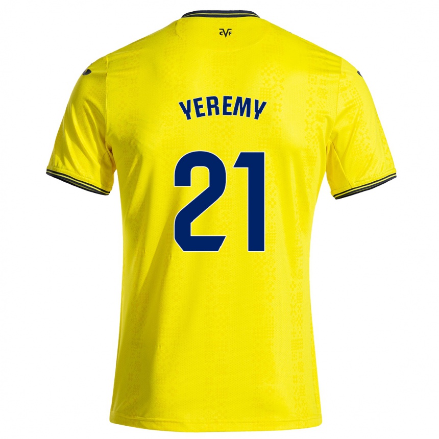 Vaikiškas Yéremy Pino #21 Geltona Juoda Namų Marškinėliai 2024/25 T-Shirt