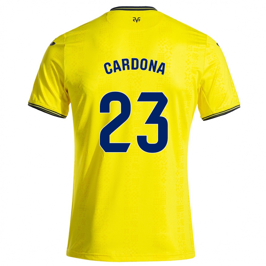 Vaikiškas Sergi Cardona #23 Geltona Juoda Namų Marškinėliai 2024/25 T-Shirt