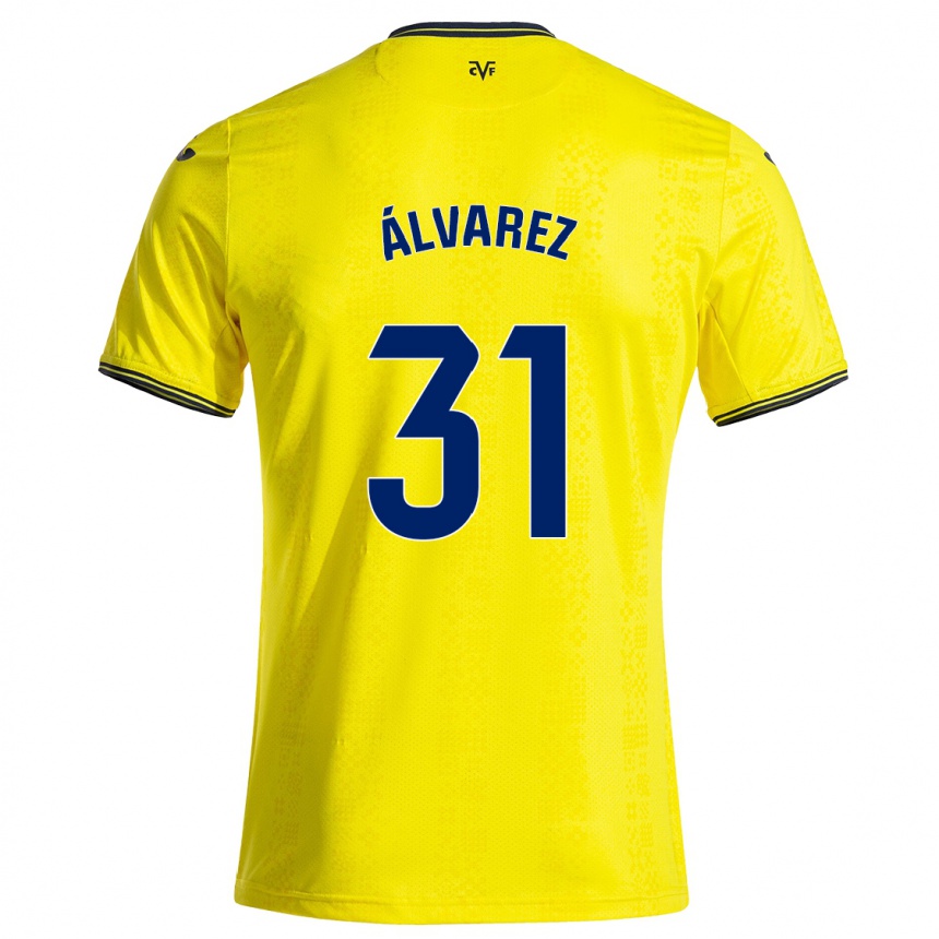 Vaikiškas Iker Álvarez #31 Geltona Juoda Namų Marškinėliai 2024/25 T-Shirt